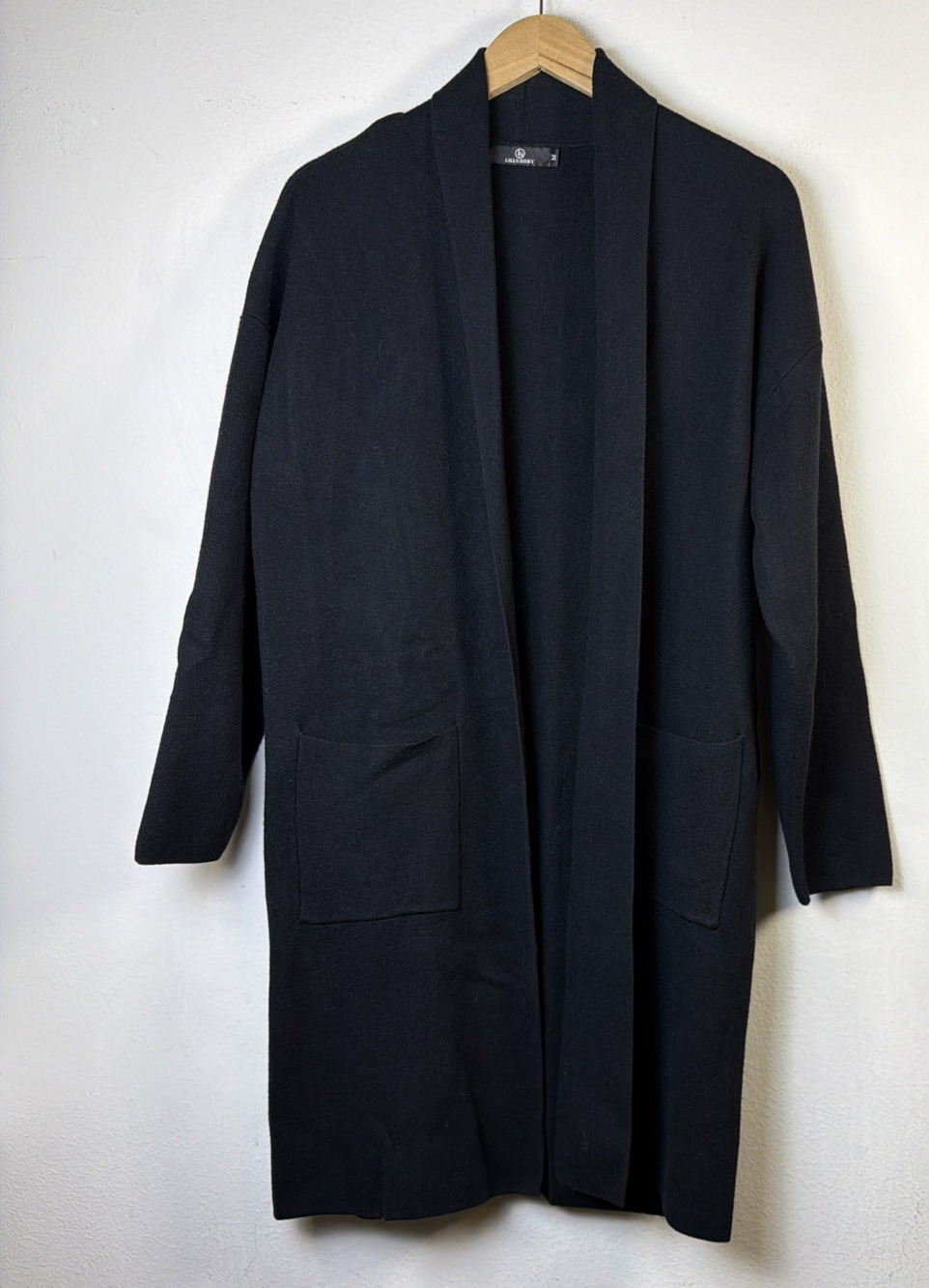 Lillusory Open Front Cardigan Duster medium Long Sleeve black Cozy Knit Layers